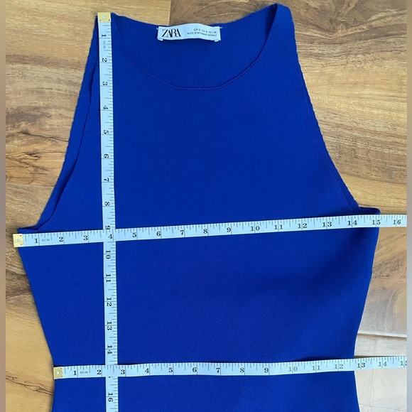 Zara Cobalt Blue Aline Knit Midi Dress Royal Resort Travel Cruise Wedding Halter - Picture 11 of 12